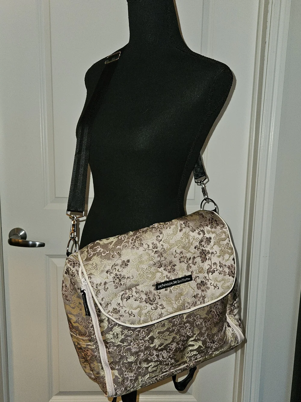 petunia pickle bottom Metallic Floral Baby/Messenger Bag - Pink Gold